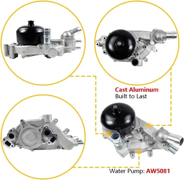 IRONTREE AW5081 Professional Water Pump Kit with 2 Metal Gaskets and Thermostat Compatible with Chevy Corvette Camaro, Pontiac Firebird GTO, Avanti II, 5.7L 6.0L V8 Engine, OE Replacement - Image 5